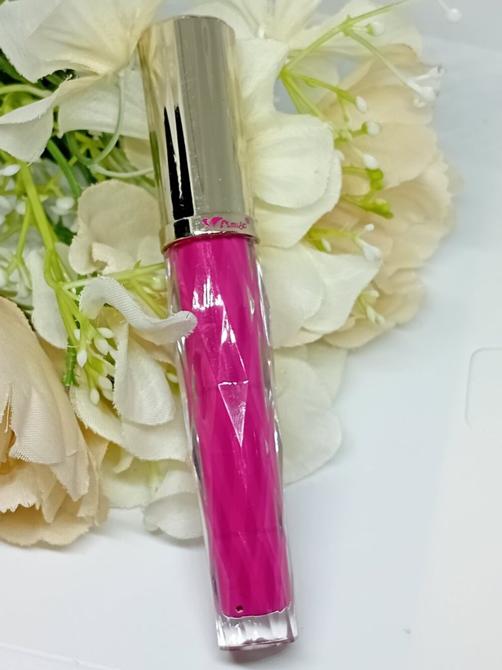 Amuse Diamond Lip Gloss Hot Pink Lipstick #2051-6 Long Wear Full Size New